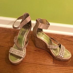 Nude cork wedge sandals